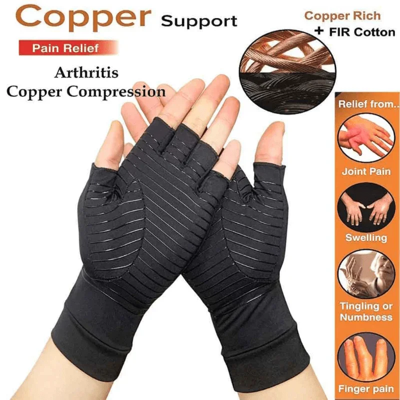 Compression Arthritis Gloves Half Finger Relief Copper Ion Fiber Pressure Protective Gloves Joint Rehabilitation Care Training