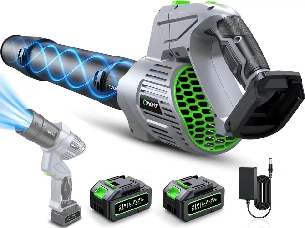 

Cordless Leaf Blower 680 CFM 5 Speeds, 2 Batteries & Charger, Handheld Lightweight for Lawn Yard Patio