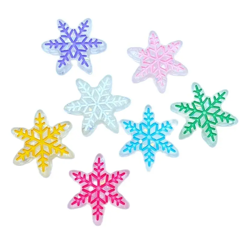 10/20Pcs New Resin Cute Mixed Mini Snowflake Flat Back Cabochon Scrapbooking Hair Bow Center Embellishments DIY Accessories L09