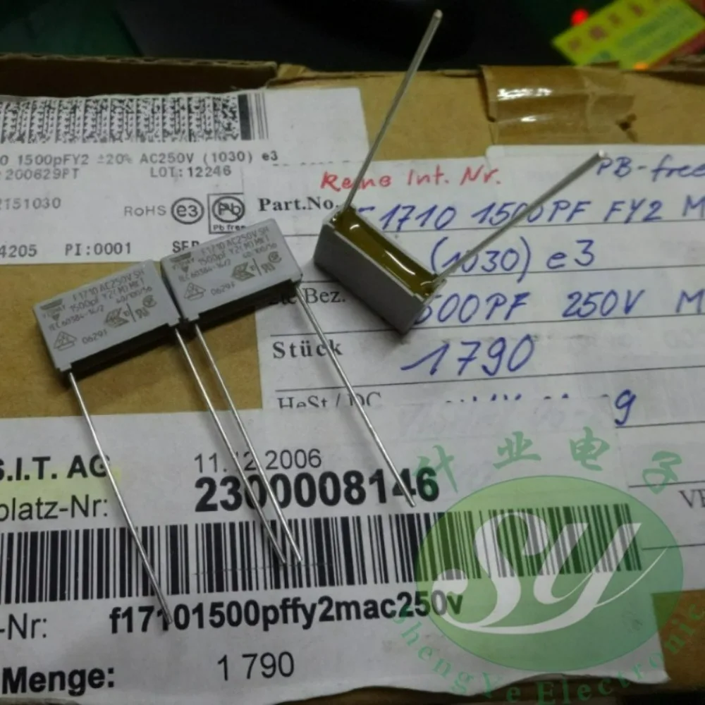 10pcs/lot F1710 0.0015uf 250VAC 1.5NF 1500pF 1N5 152M Brand New 15mm Film Capacitor F17102151030