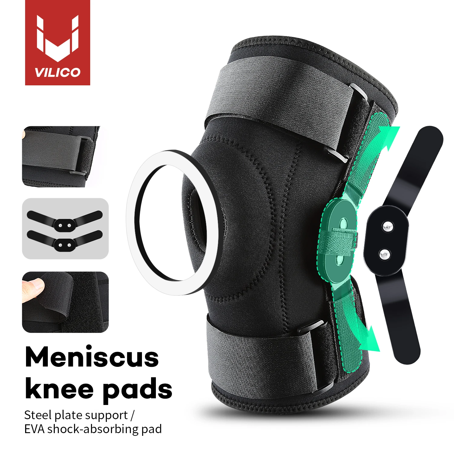 Sports Knee Straps Anti Slip Steel Plate Support Fitness Running Anti-Collision Silicone Protection Patella Compression