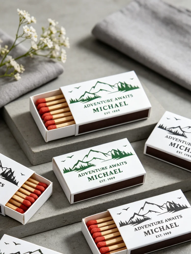 Outdoor Adventure Birthday Party - Custom Mountain Adventure Matchboxes, Personalized Outdoor
