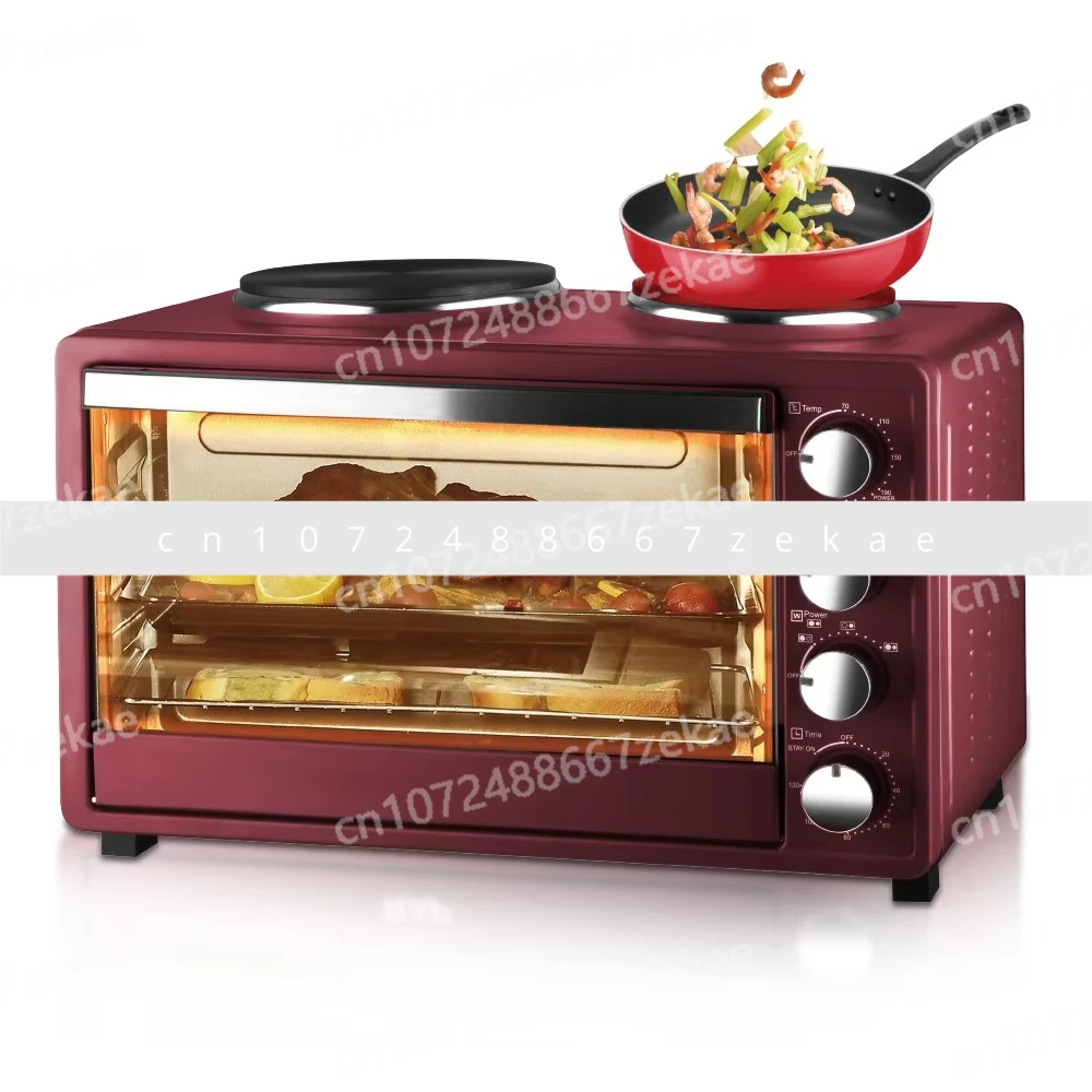 

New Upgrade 2 in 1 40L Kitchen Appliances Electric Air Fryer Toaster Oven with Hot Plates Visual Door(red/black)