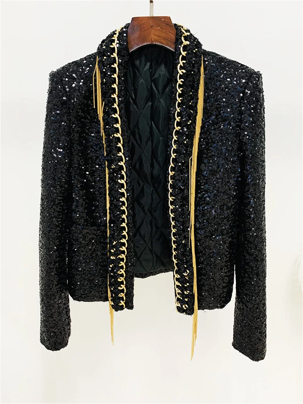 Tassel Chain Sequins Jacket for Women, 2024 Autumn Cardigan Jacket, Plus Size Coat Blazer in Stock