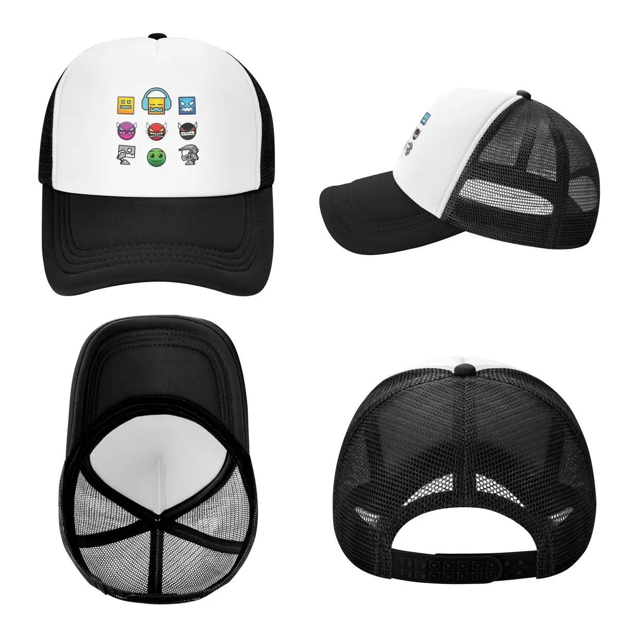 Geometry Dash Cap Fashion Mesh Baseball Caps Adjustable Hat Hip Hop Summer Unisex Baseball Hats