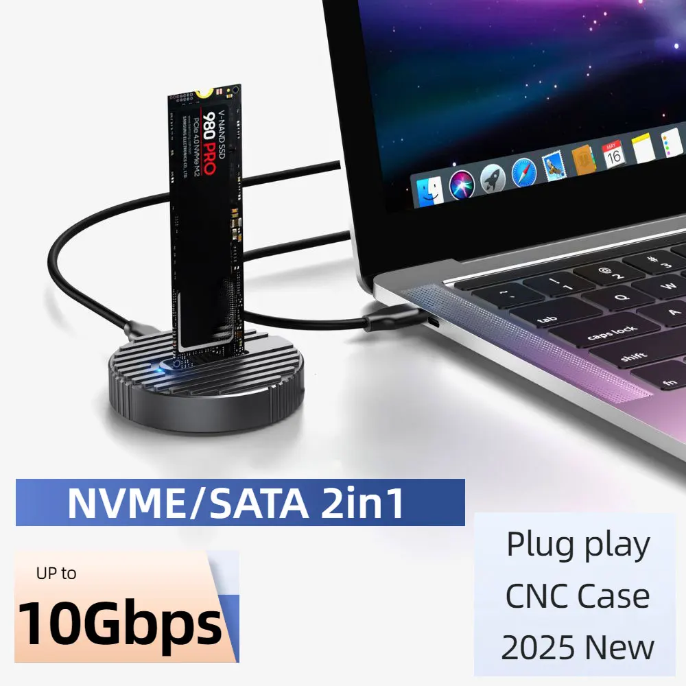 TISHRIC 10Gbps M2 NVME NGFF SSD Docking Station M.2 NVME Sata Dual Protocol Hard Disk Docking Station For 2230 2242 2260 2280