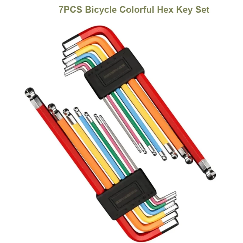 

7PCS Colorful Bicycle Hex Key Set MTB Road Bike Repair Tool Kit Service Wrench Hexagon Spanner Flat Ball Opening Hand Tools