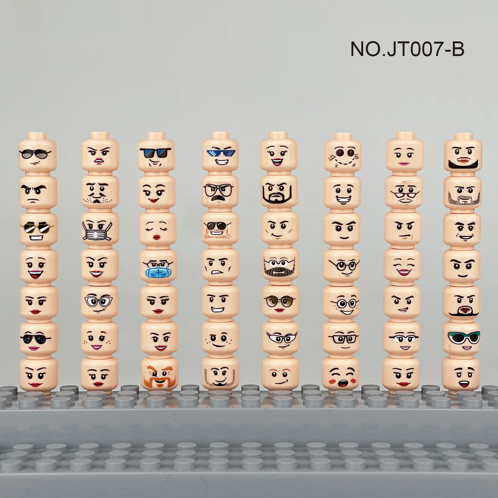 56pcs/lot Figure Head Faces Creative Laugh Cry Cute Facial Expression DIY Bricks Building Blocks Model Kids Toys Boy Girl Gift