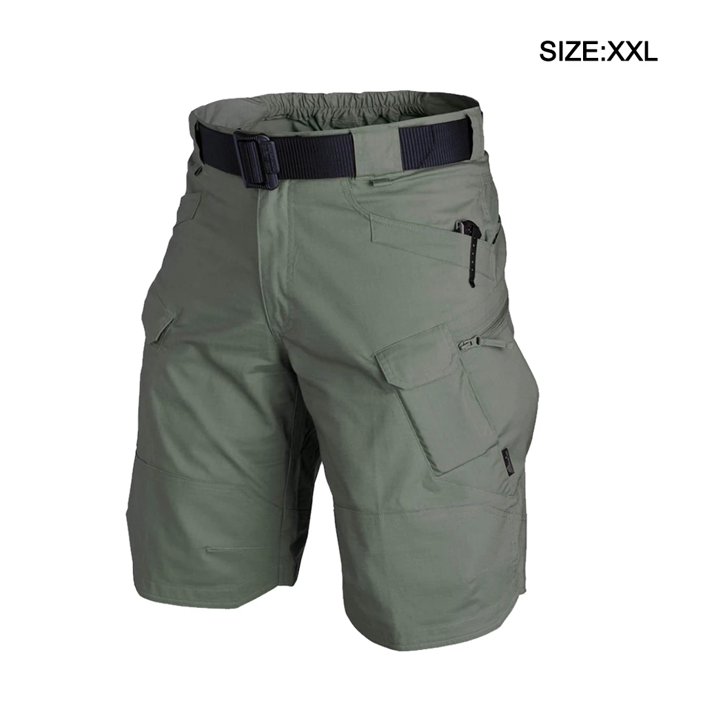 Men Shorts Activewear Cotton Riding Biking Multi-Pocket Short Pants Washable Hunting Fishing Cargo Casual Male Khaki M