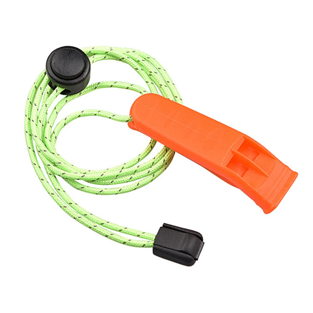 

Outdoor Camping Hiking Whistle with Lanyard Rope Double Hole Whistle Plastic Survival Emergency Tools Loud Sound