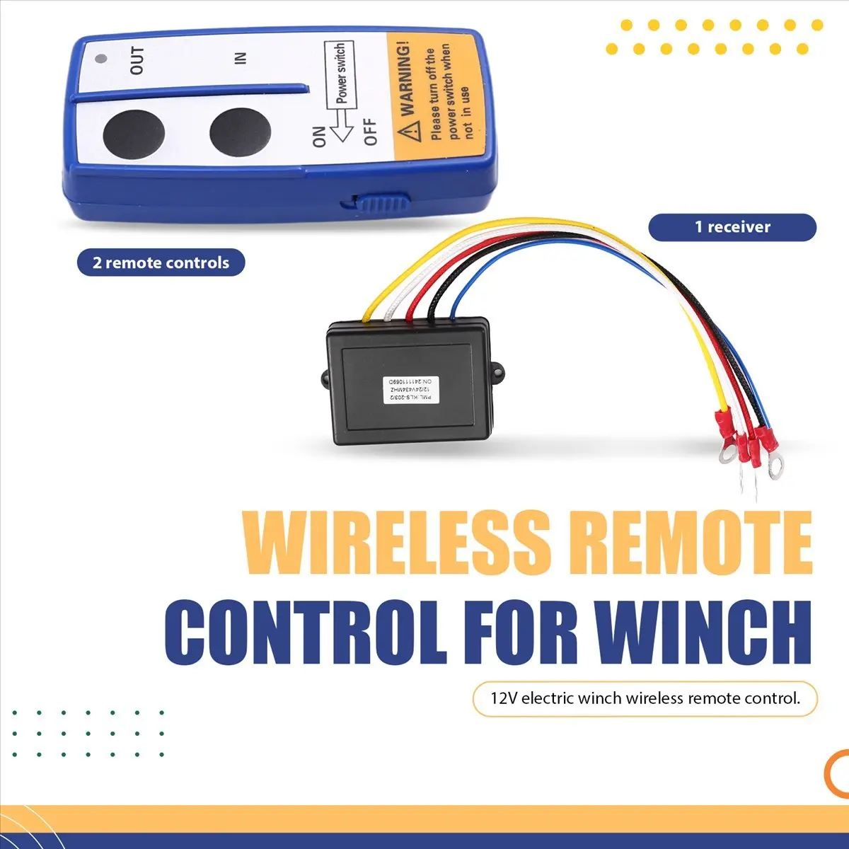 #77H (Blue&yellow)Winch Remote Control Switch Lift Dump Bed 12V Recovery Tow Truck,Automotive Parts & Accessories