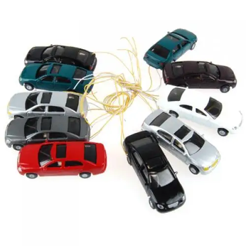 

Model Railway in The : 100, Vehicles with Lights for H0 Diorama Or Miniature Landscaping, 10 Parts