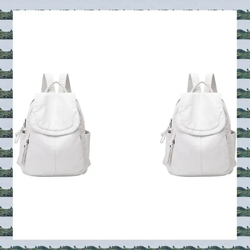 abqr-2x-sac-d'ecole-decontracte-en-cuir-souple-pour-femme-sac-a-dos-en-cuir-lave-sac-d'ecole-de-voyage-pour-fille-blanc