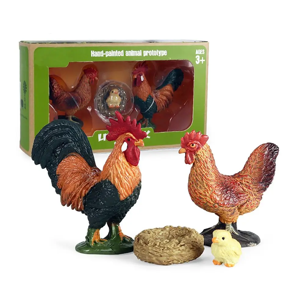 ของเล่นเพื่อการศึกษาชนิดบรรจุกล่องเด็กความรู้ความเข้าใจไมโครภูมิทัศน์ฟาร์มสัตว์ปีกตุ๊กตาไก่ไก่ลูกไก่ครอบครัวรุ่น