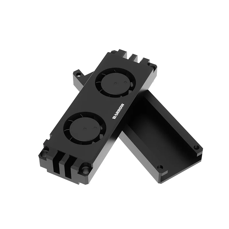 Barrow 2280 22110 PCIE SATA M.2 radiator koellichaam met dubbele ventilator, harde schijf, zilver, zwart, HDM2280-FT
