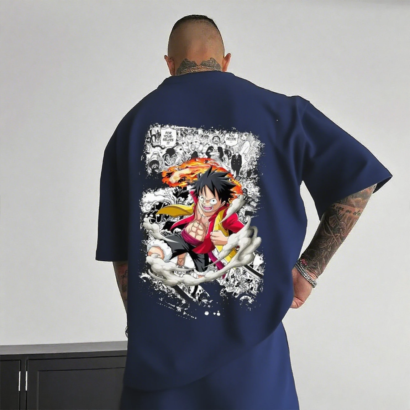 Camiseta de Anime para hombre, ropa informal de algodón de Luffy de una pieza, camiseta gráfica de manga corta, Tops informales de verano, ropa Y2k de moda Bandai