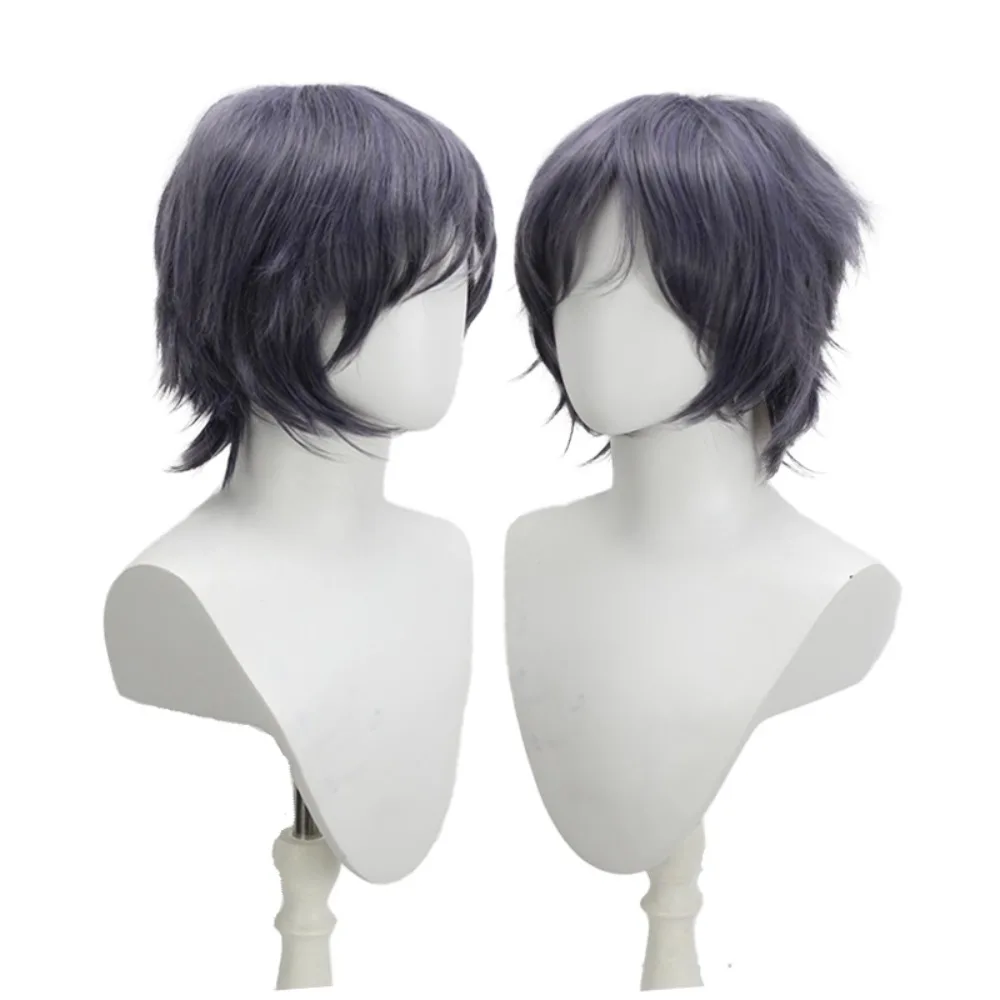 Perruque de cosplay FFXV Noctis - Perruque synthétique de cheveux d'anime Final Fantasy 15 Prince bleu gris