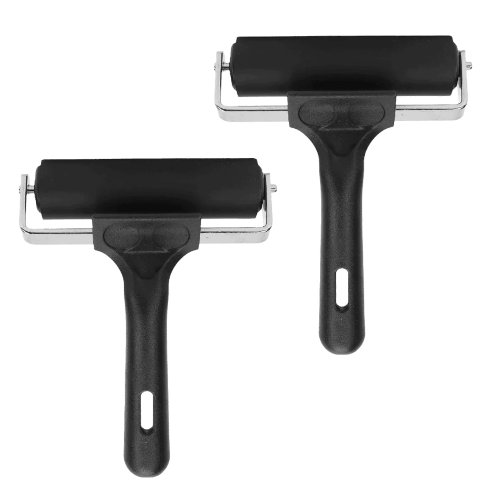 2pcs Durable 4 Inch Rubber Brayer Roller Hard Rubber Portable Size Press Roller Tool Printmaking Roller For Printmaking