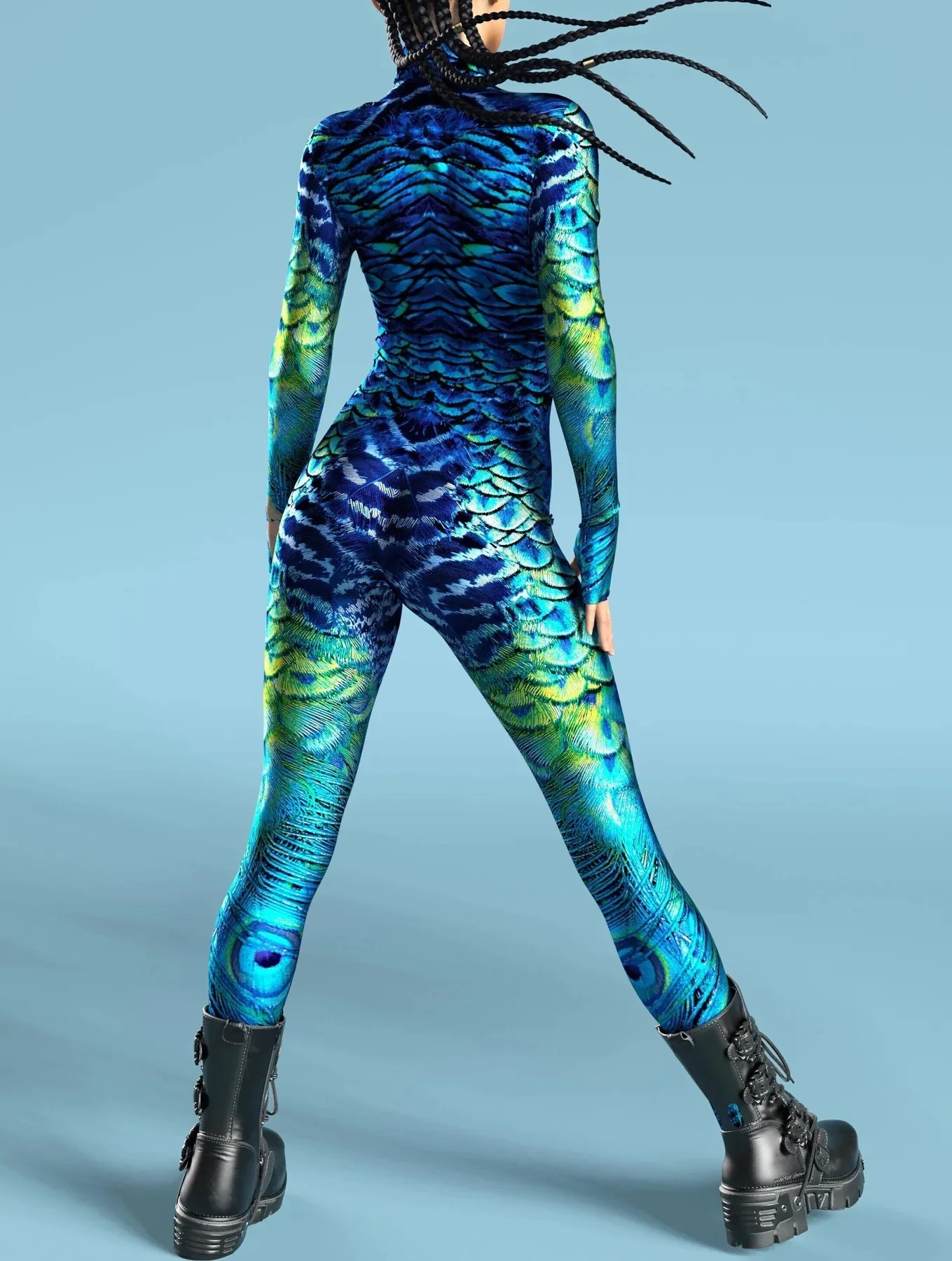 Halloween Roboter Festival Cosplay Kostüm Rüstungsanzug Fischschuppen-Druck Kleidung für Frauen Rollenspiel Party Bodysuit Outfits – Detail 23