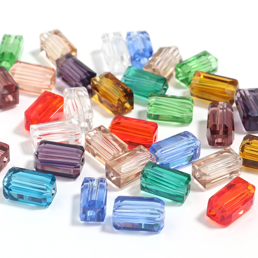 Rectangular Glass Crystal Beads 3*6/4*8mm Long Square Shape Glass Loose Bead for DIY Crafts Ornament Making Handmade Accessories