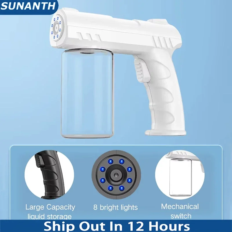 

Barber Sprayer Bottle 280ML Steam Spray Sprayer Bottle Handheld USB Nano Blue Light Electric Household Spray Disinfection Gun