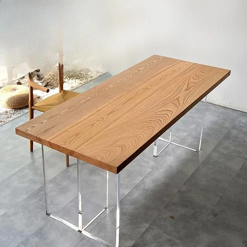 Red Oak White Oak Old Elm Ash Walnut Pine Solid Wood Tables and Chairs, Conference Desk Wooden Bar