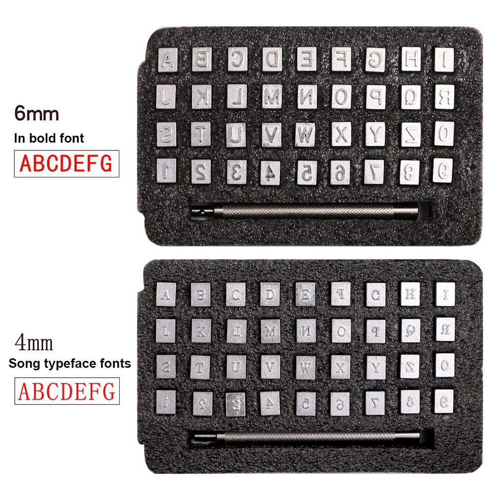 

36Pcs Carving Tool Kit Professional Letter Number Punch Set Hardened Carbon Steel Stamp for Logo Marking Craft DIY