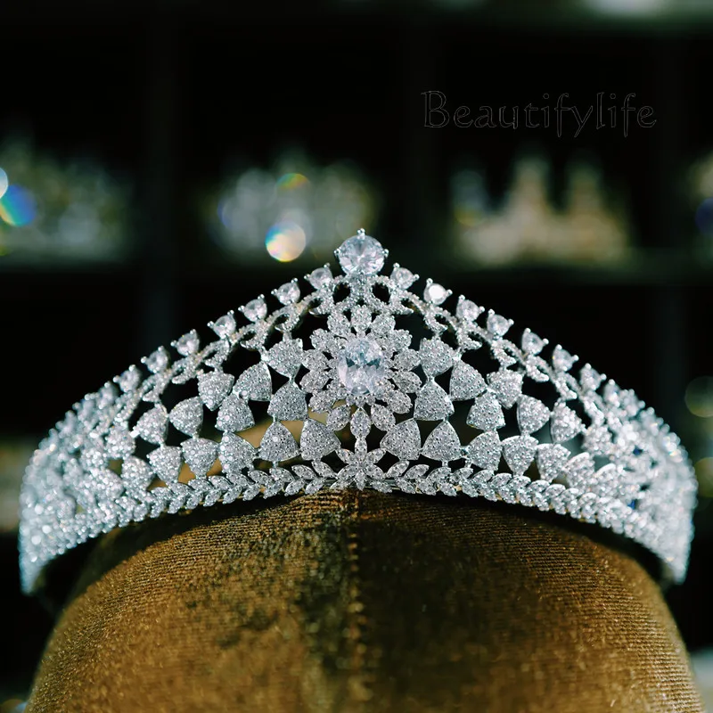 Sterling Silver European-Style Vintage Crown Headdress Korean Bridal Wedding Dress Wedding Jewel Crown