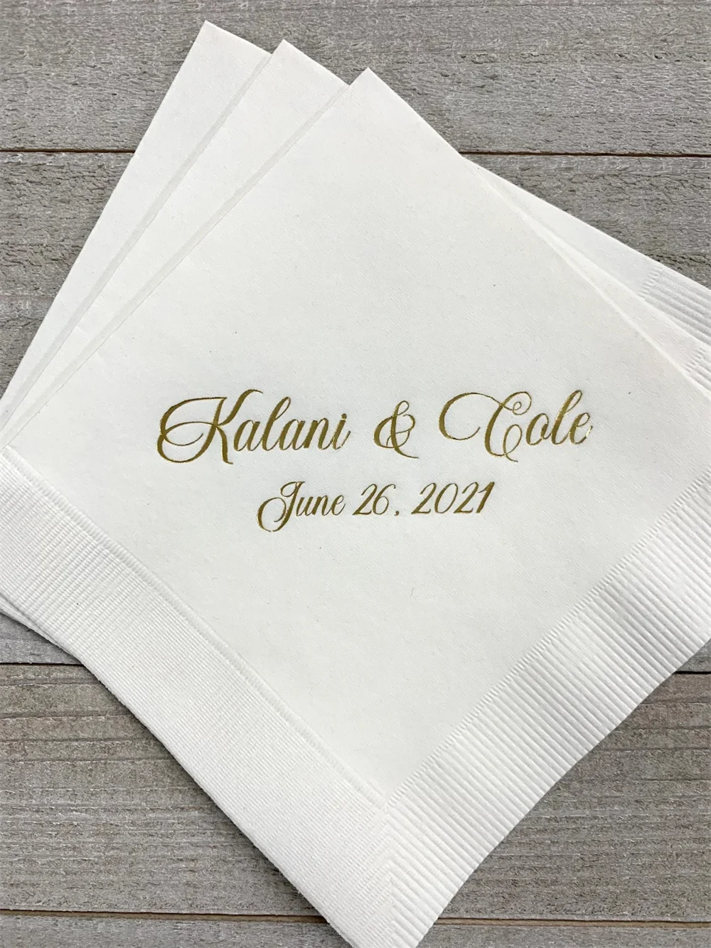 50PCS Personalized Wedding Napkins Monogrammed Custom Printed Cocktail Beverage Luncheon Dinner & Guest Towel Size Available Lot