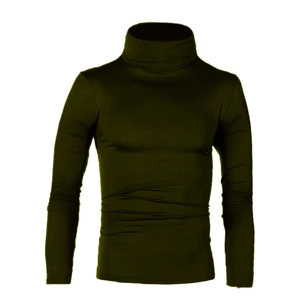 Men Turtleneck Long Sleeve Slim Solid T-shirts Autumn Male Pullover Tops BSD-ZT137