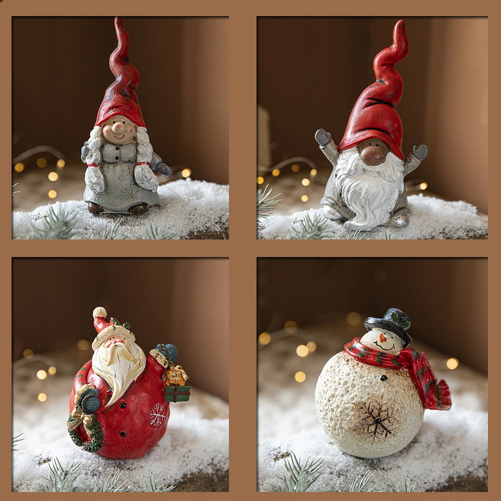 Goblins Santa Claus Ornaments Painting Resin Christmas Decorations Tabletop Scene Arrangement Figures Home Decor Items Figurine