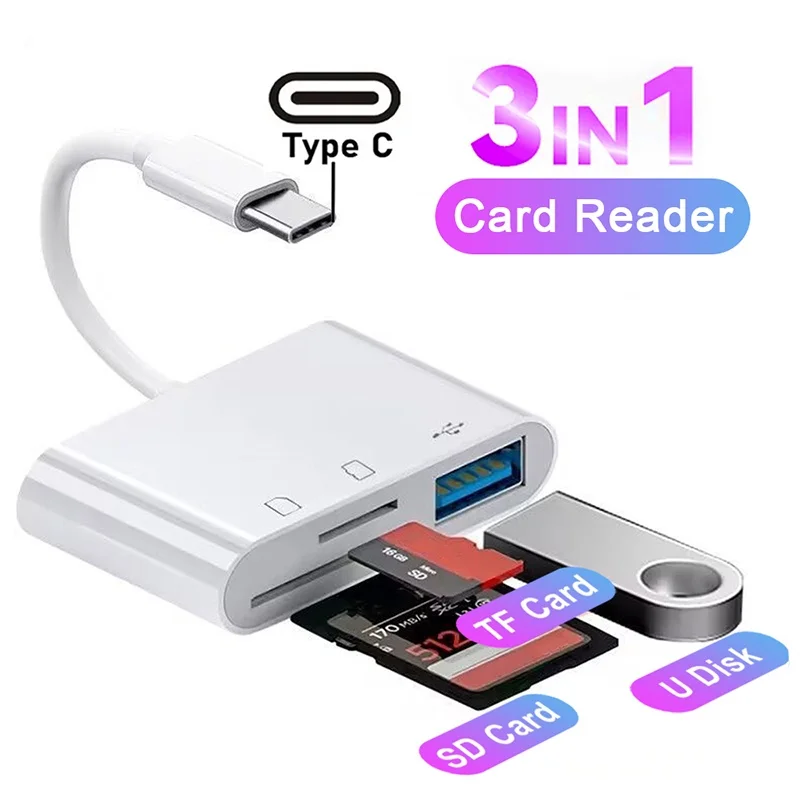 3 In 1 Multifunction Type-C Card Reader OTG SD TF U Disk USB Memory Cards Reader Converter For Laptop PC Samsung Xiaomi Huawei