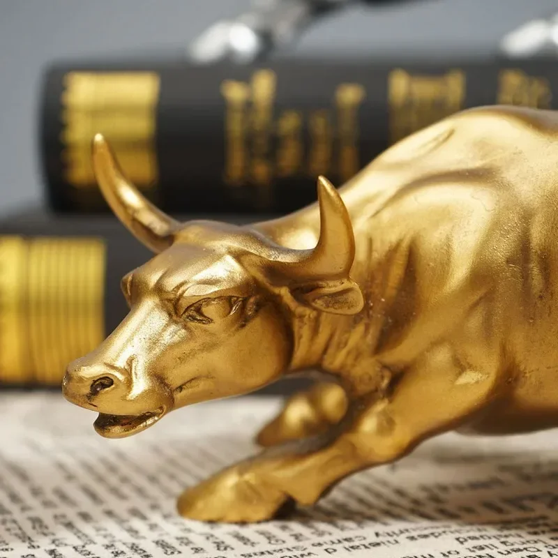 

Alloy Wall Street Bull Ox Figurine Charging Stock Market Bull Statue Feng Shui Sculpture Modern Sculpture Home Office