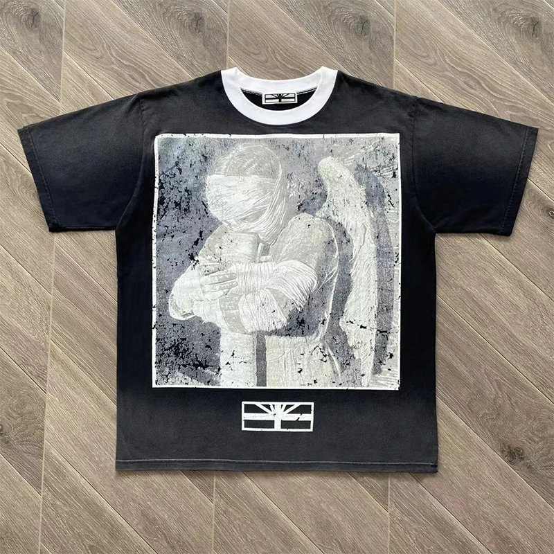 

Vertabrae Fashion Design Cotton T-Shirt Men High Street Casual Summer Tee Breathable Loose Short Sleeve