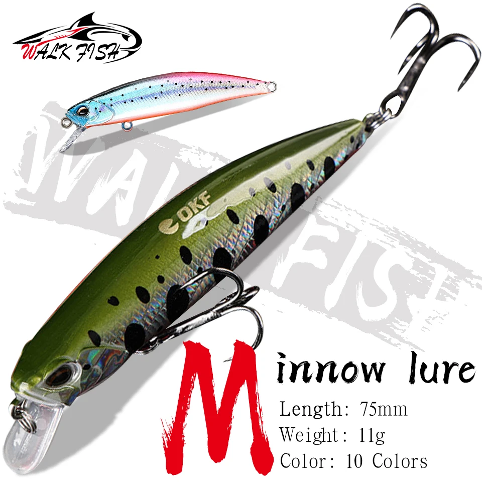 WALK FISH 1PCS 80mm 10.8g Long Casting Sinking Minnow Lure Fixed Weight Artificial Bait Wobbler Fishing Trout Bass Lure Isca