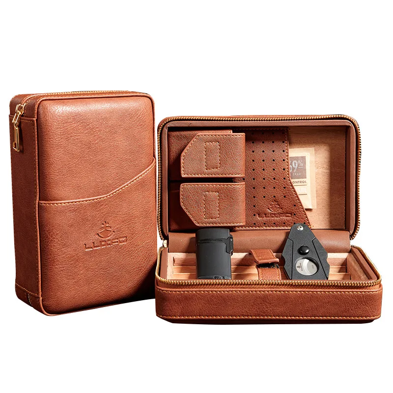 

Portable Humidor Travel Kit with Cigar Lighter Cigar Cut Cigar Bag