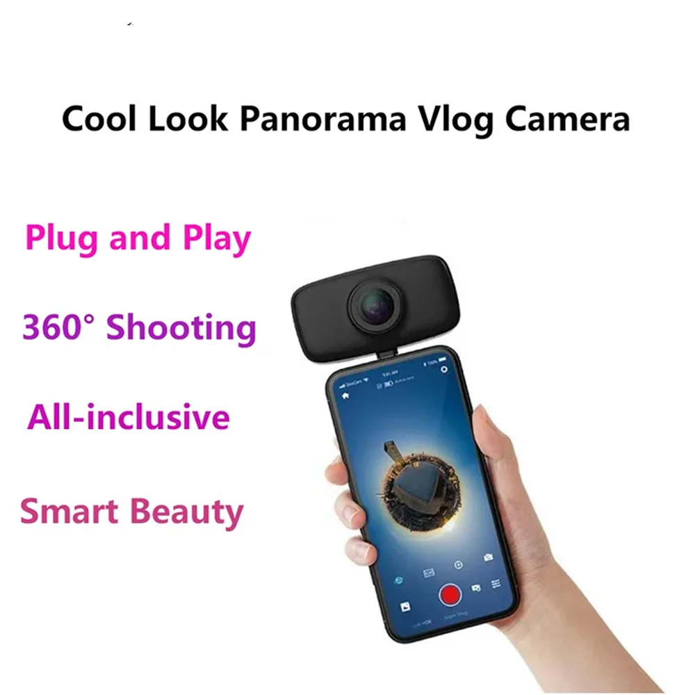 Vlog Fun Super Video Anti Shake Panoramic Sports Camera, Portable 4K 360 Degree Panoramic Call Type-C USB Android Camera