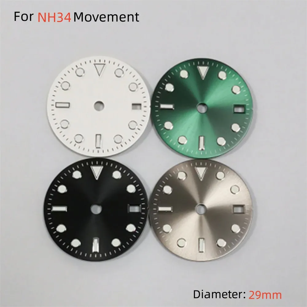 

NH34 Dial 29MM 4Pins Green Luminous Watch Dial For NN34 Movement Modified Part