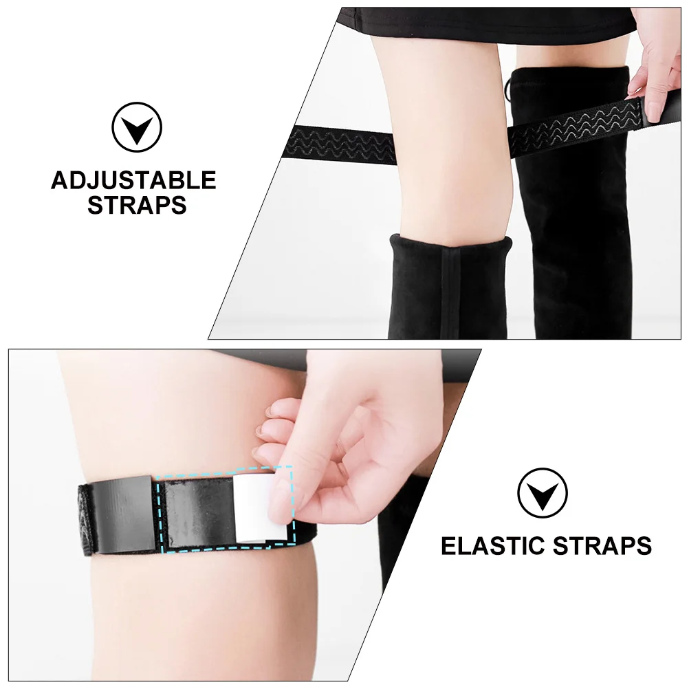 1 Set Black Anti-Slipping Elastic Boot Strap Adjustable High Boots Accessory Invisible Binding Band For Knee Boots Self-Adhesive