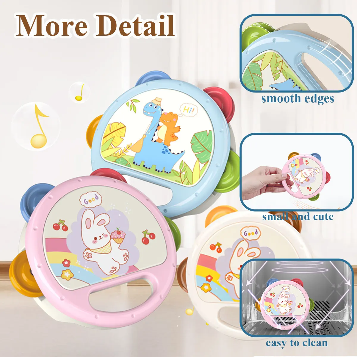 Bebê maracas/sonho de instrumento de pandeiro com som nítido brinquedo educativo precoce para crianças 18 meses + presente