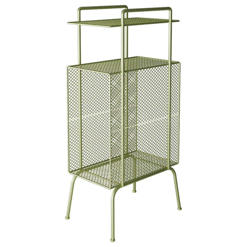 

Nordic Wrought Iron Mini Bedside Table Fashion Light Luxury Living Room Furniture Multi-functional Grid Metal Storage Rack