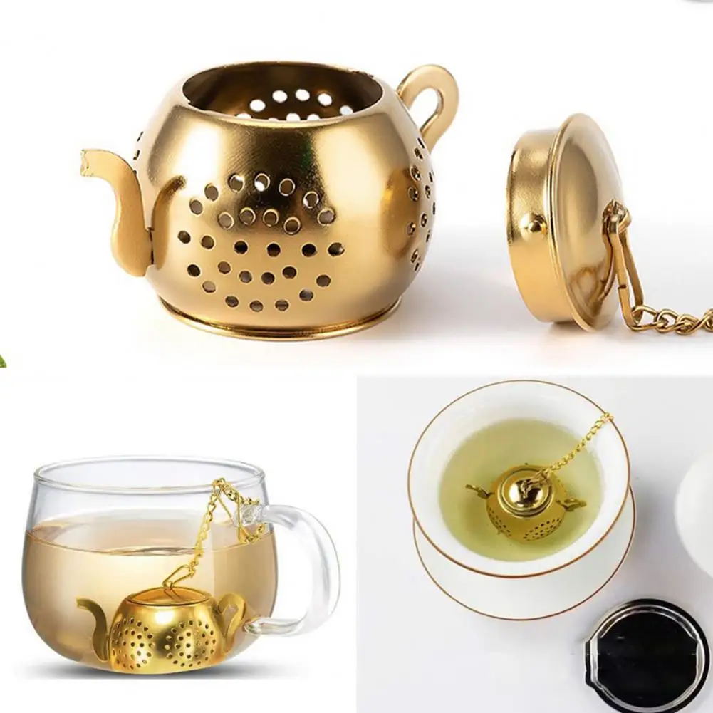 2 Pcs Tea Infusers Anti-Clog with Hook Teapot Shape with Lid Make Tea Storage Capacity Steel Tee Steepers Kitchen Supplies