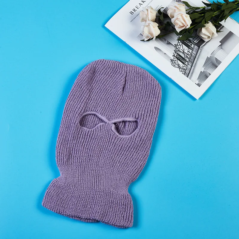 1PC Winter Knit Cap Warm Soft 2 Holes Full Face Ski Hat Hood Motorcycle Helmet Tactical Hat Fashion Women Men