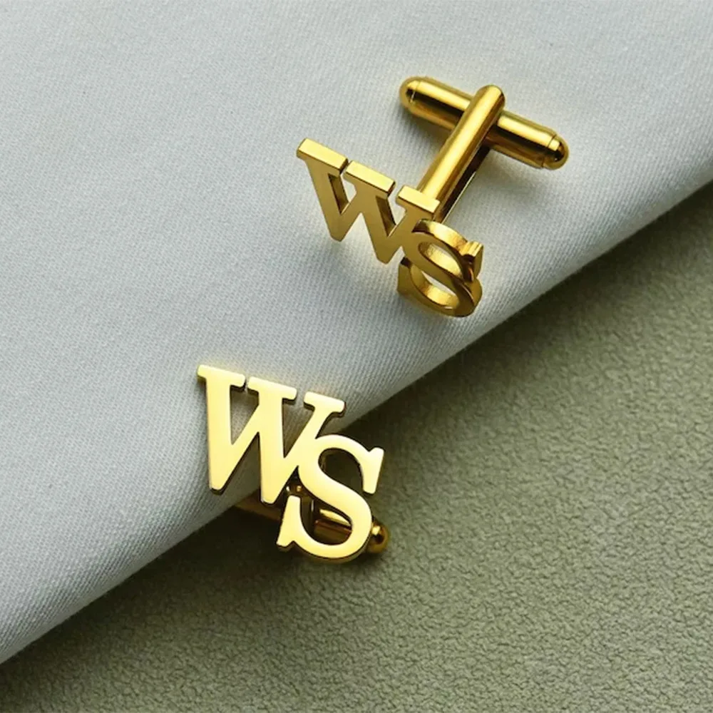 

Silver Name Initial Cufflinks for Men 14K Gold Letter Cufflink Personalized Groom Gift Birthday Present