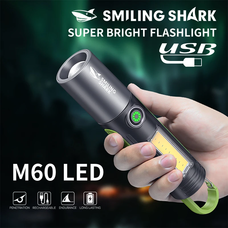 Smiling Shark Ultra Bright Flashlight LED Camping Light Pocket Portable Rechargeable Outdoor Zoomable Waterproof SD0707
