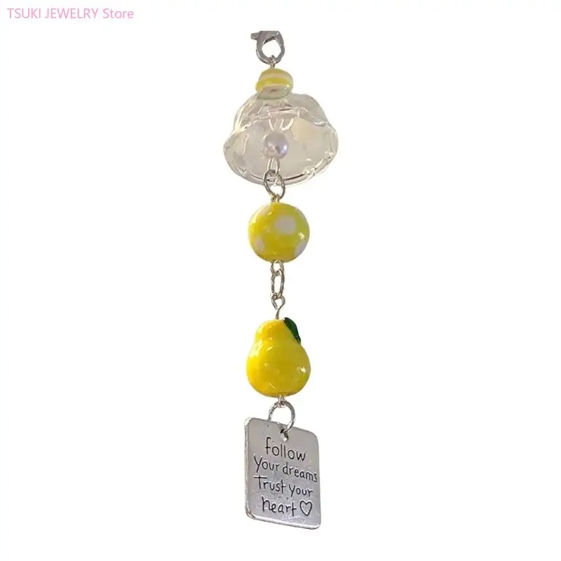

62KE Versatile Wind Pear Charm Keychain For Phone Camera Handmade Cellphone Lanyard Bag Accessories for Women