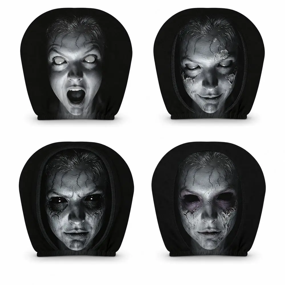 Polyester Car Headrest Cover Portrait Print Universal Fit Car Seat Cover Decorative Style Graphic Printed Headrest Pillow Cover