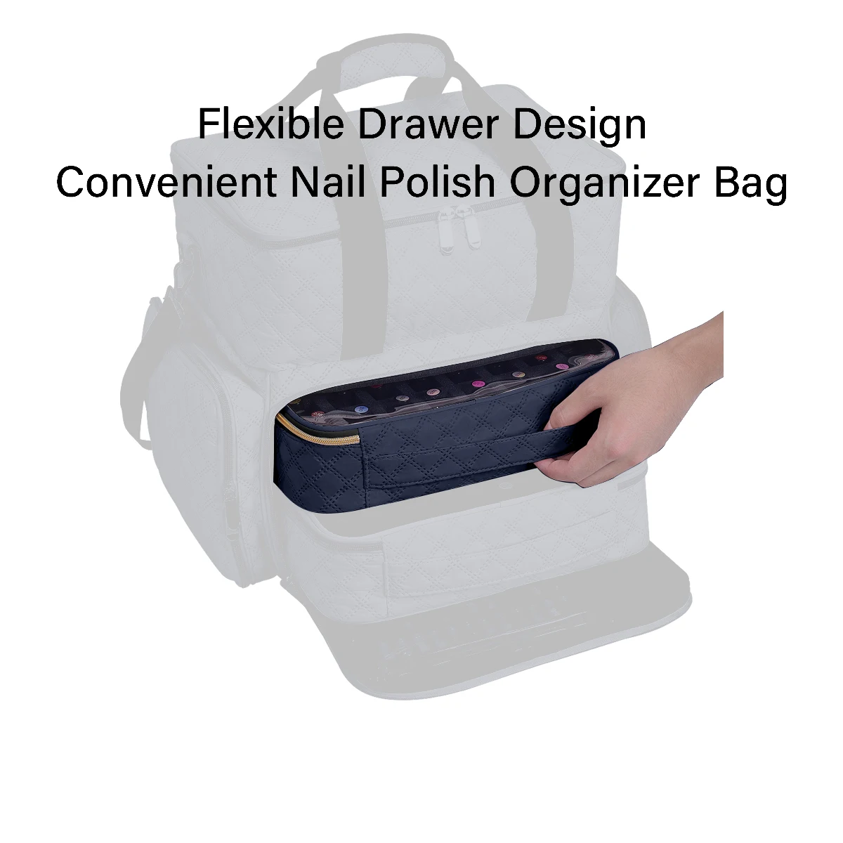 Fashion transparent nail polish storage box - 40 bottles travel set, durable polyester cotton material, suitable for nail lovers
