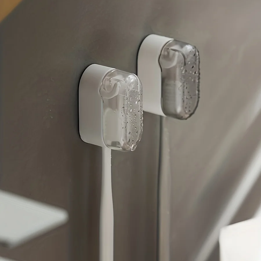 Covered Toothbrush Holder 3-Piece Set, Non-Drilling Bathroom Toothbrush Storage Rack, Toothbrush Stand