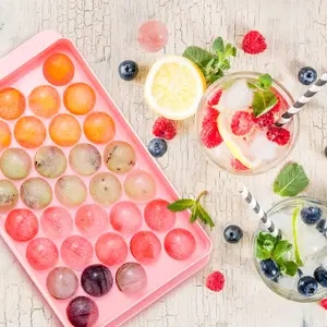 صواني كرات الثلج المستديرة الصغيرة ، سهلة الإفراج ، صانع ثلج بيليه قوي للمشروبات والقهوة والكوكتيلات ، فريزر ، 33 قطعة أفضل 6 آيس كريم مبيع - رقم 5